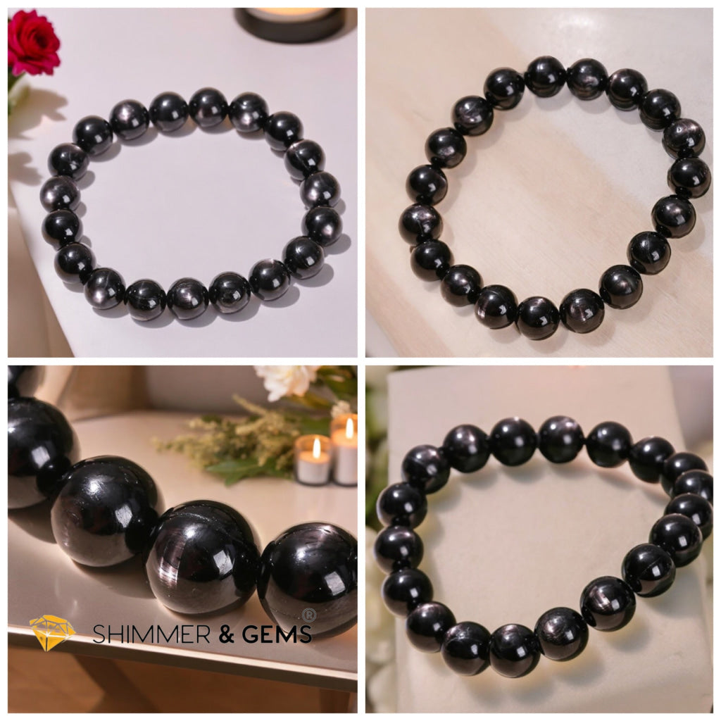 Hypersthene (Natural) 8-9mm Bracelet Top Grade (with 14k Gold Filled) Egypt