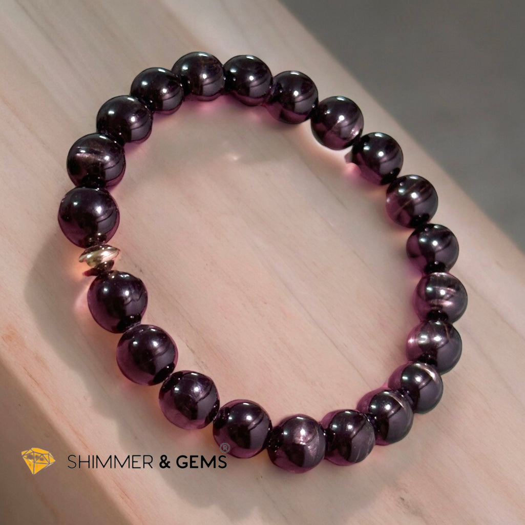 Hypersthene (Natural) 8-9mm Bracelet Top Grade (with 14k Gold Filled) Egypt