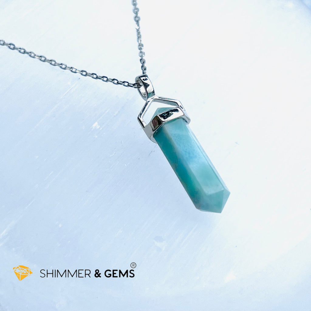 Larimar Double Pointer Pendant 925 Silver (Attract Soulmate Charms & Pendants