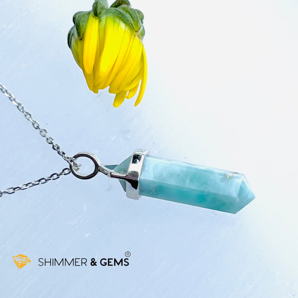 Larimar Double Pointer Pendant 925 Silver (Attract Soulmate Charms & Pendants