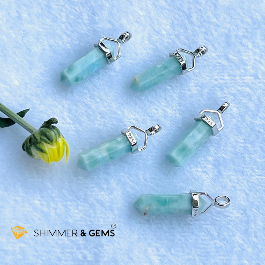 Larimar Double Pointer Pendant 925 Silver (Attract Soulmate Charms & Pendants