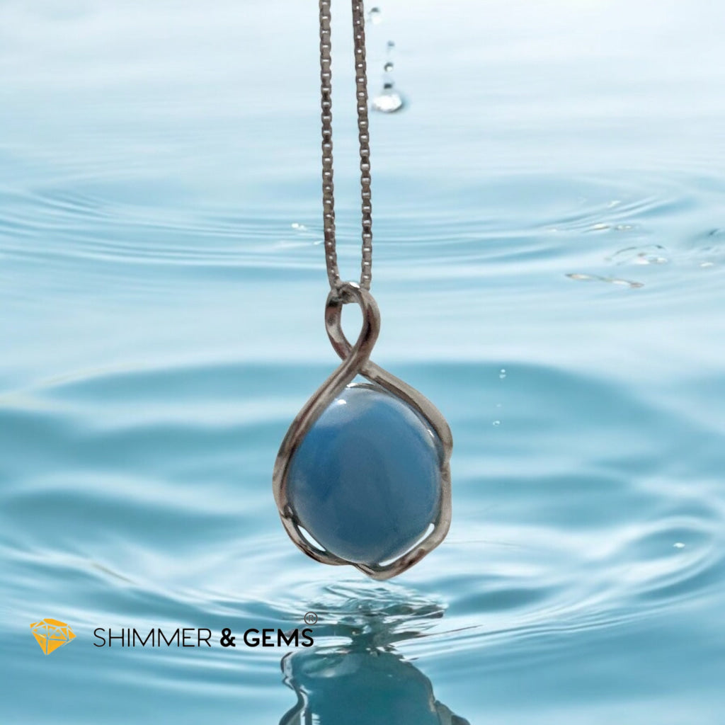Larimar Oval Pendant 925 Silver (20-25mm)