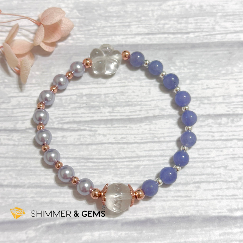 Lavender Pearl Tanzanite Luminous Bracelet 6mm with 14k Gold Copper Beads