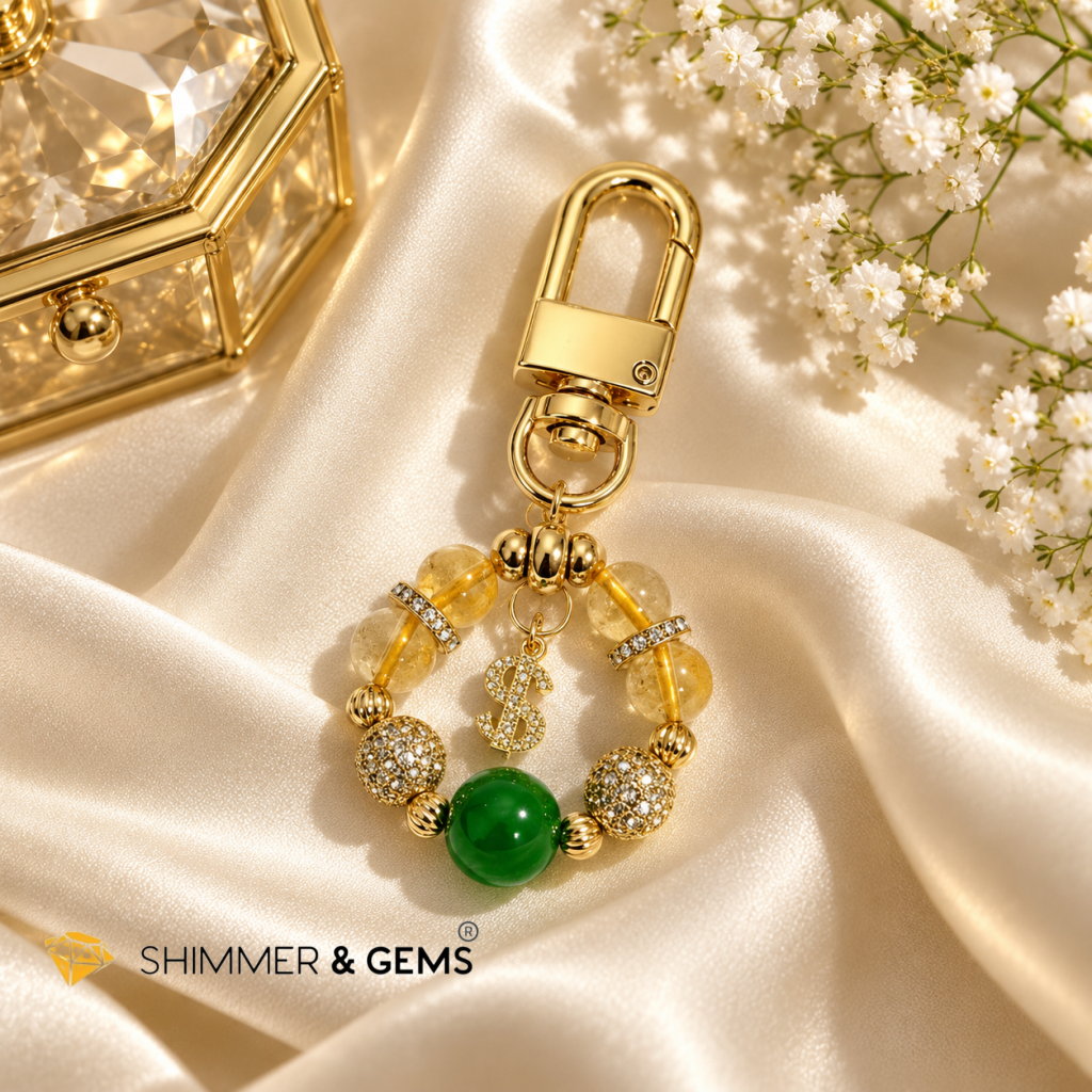 Let’s Be Rich! Bag Charm (Citrine & Aventurine Lotus)