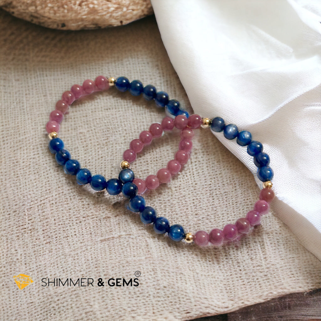 Lord Metatron Bracelet (Ruby & Blue Kyanite 6mm) with 14k Gold Filled Beads