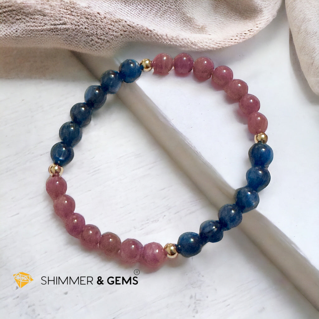Lord Metatron Bracelet (Ruby & Blue Kyanite 6mm) with 14k Gold Filled Beads