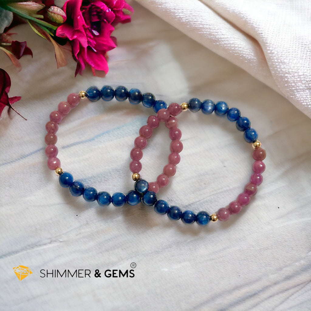 Lord Metatron Bracelet (Ruby & Blue Kyanite 6mm) with 14k Gold Filled Beads