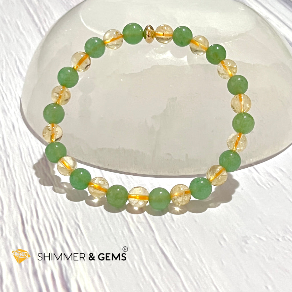 Luck In Money Bracelet (Citrine & Aventurine) 6Mm