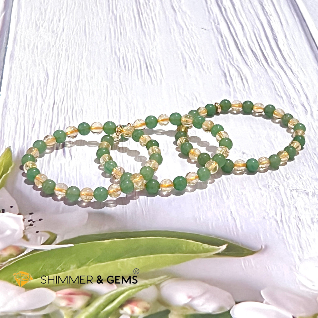 Luck In Money Bracelet (Citrine & Aventurine) 6Mm