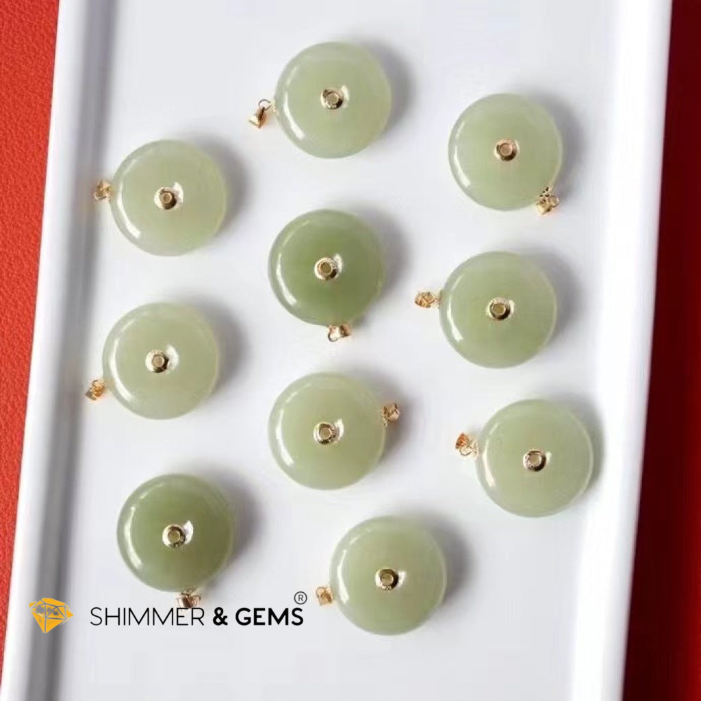 Lucky Coin Jade 18K Gold Pendant (20Mm) 20Mm Only Charms & Pendants
