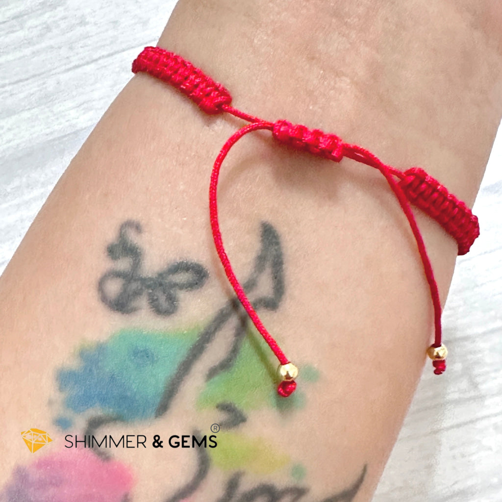 Lucky Wealth Pixiu Strawberry Quartz Red Woven Bracelet