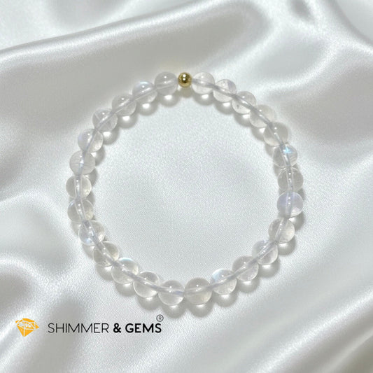 Madagascar Shiny Rainbow Moonstone Premium Grade 6mm Bracelet (Limited Stocks) Rare