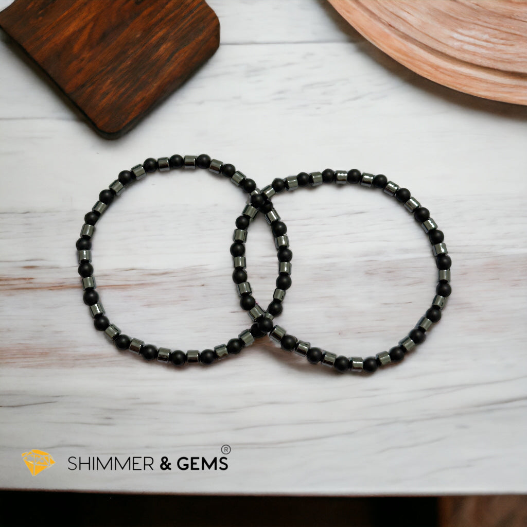 Matte Black Onyx & Hematite Bracelet (Men & Women)