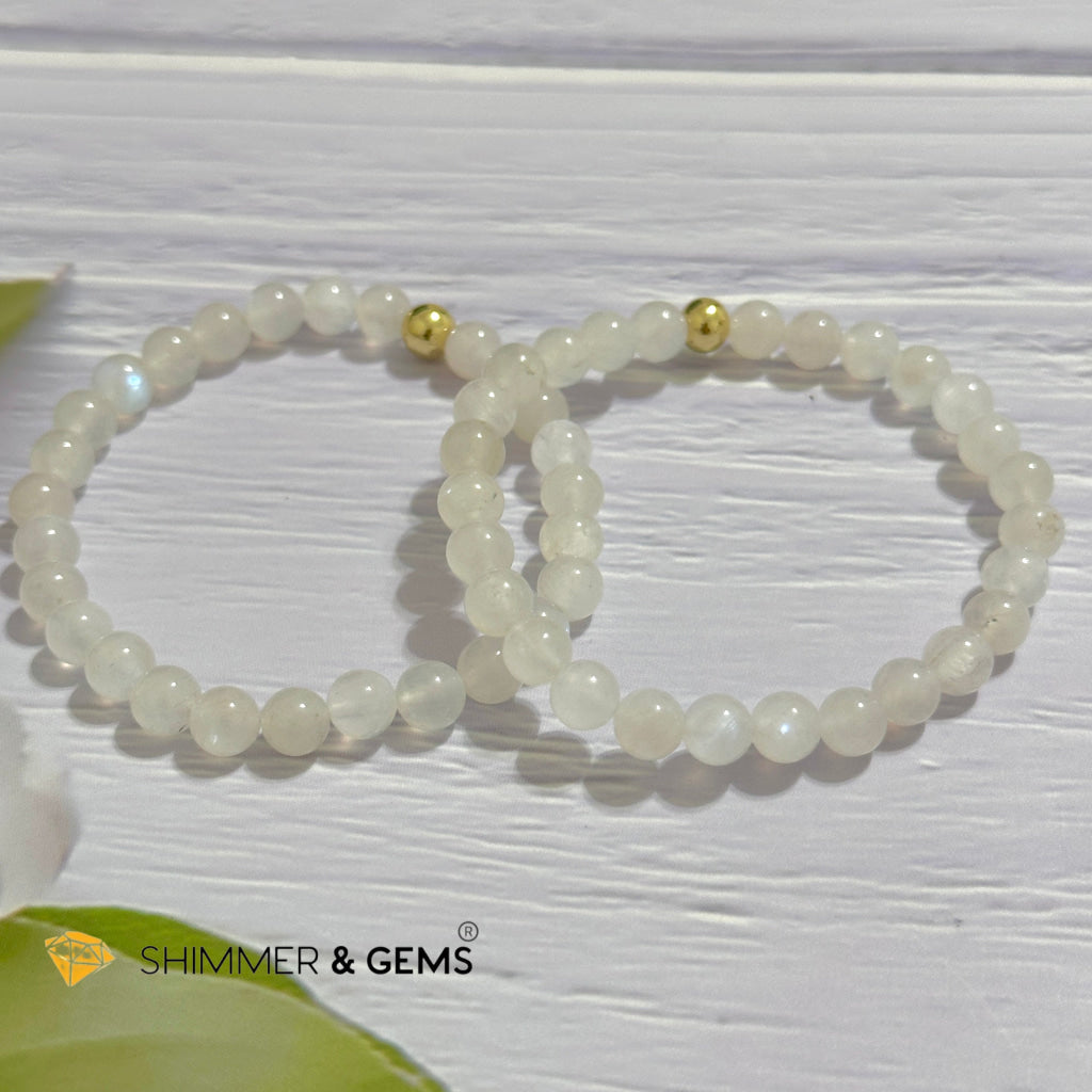 Moonstone 6mm Bracelet with 14k gold filled bead