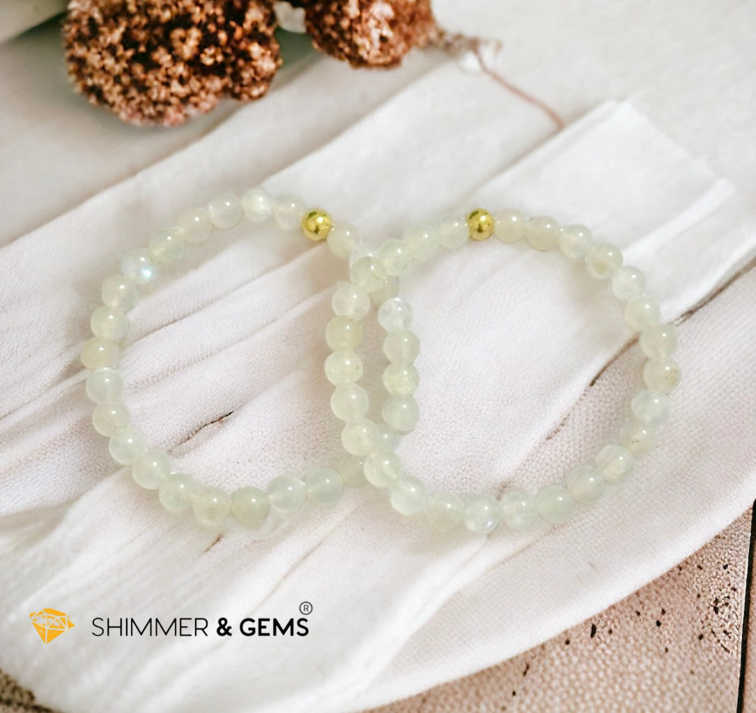 Moonstone 6mm Bracelet with 14k gold filled bead