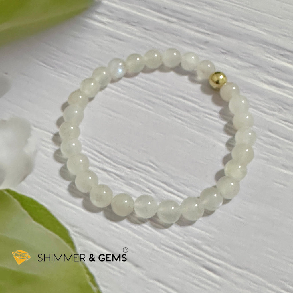 Moonstone 6mm Bracelet with 14k gold filled bead