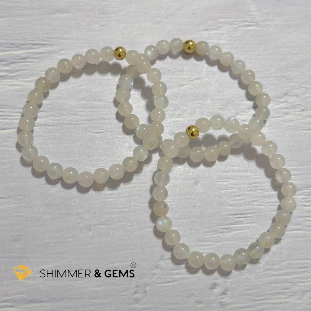 Moonstone 6mm Bracelet with 14k gold filled bead