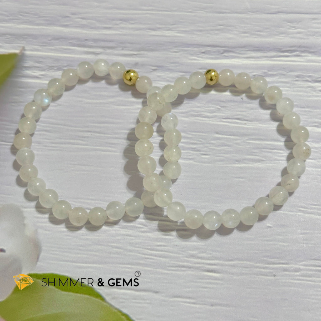 Moonstone 6mm Bracelet with 14k gold filled bead