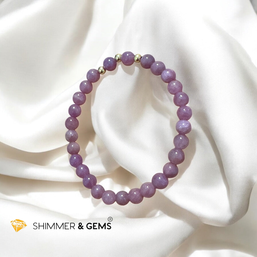 Natural Ruby 6mm Bracelet With 14k Gold-Filled Accents (untreated, not dyed, pre-coded, attuned) Burma AAA grade