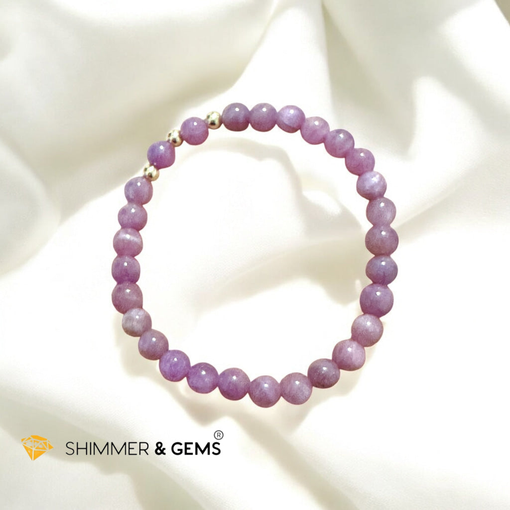 Natural Ruby 6mm Bracelet With 14k Gold-Filled Accents (untreated, not dyed, pre-coded, attuned) Burma AAA grade
