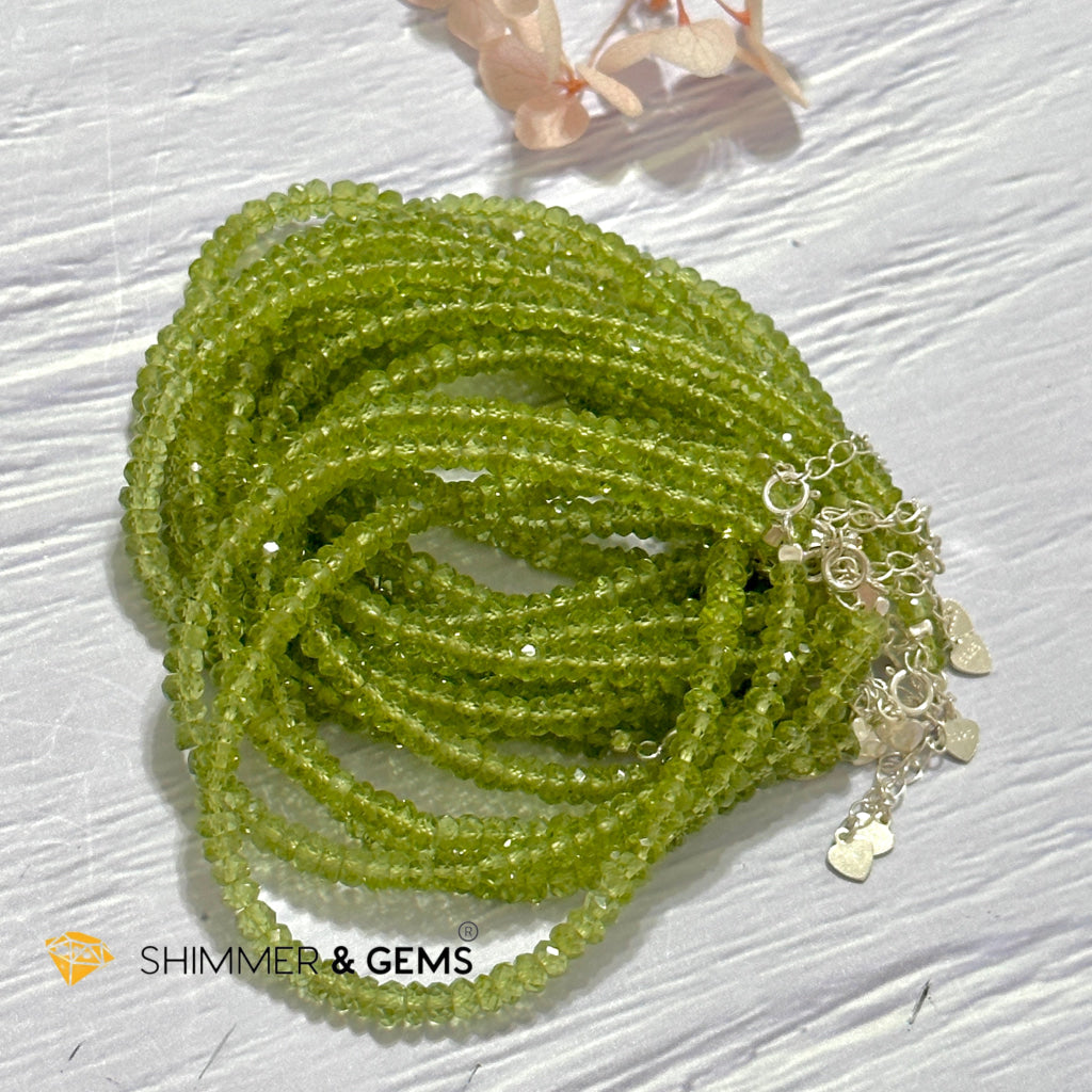 Peridot 925 Silver Bracelet (4-4.5mm Rondelle) Money Magnet