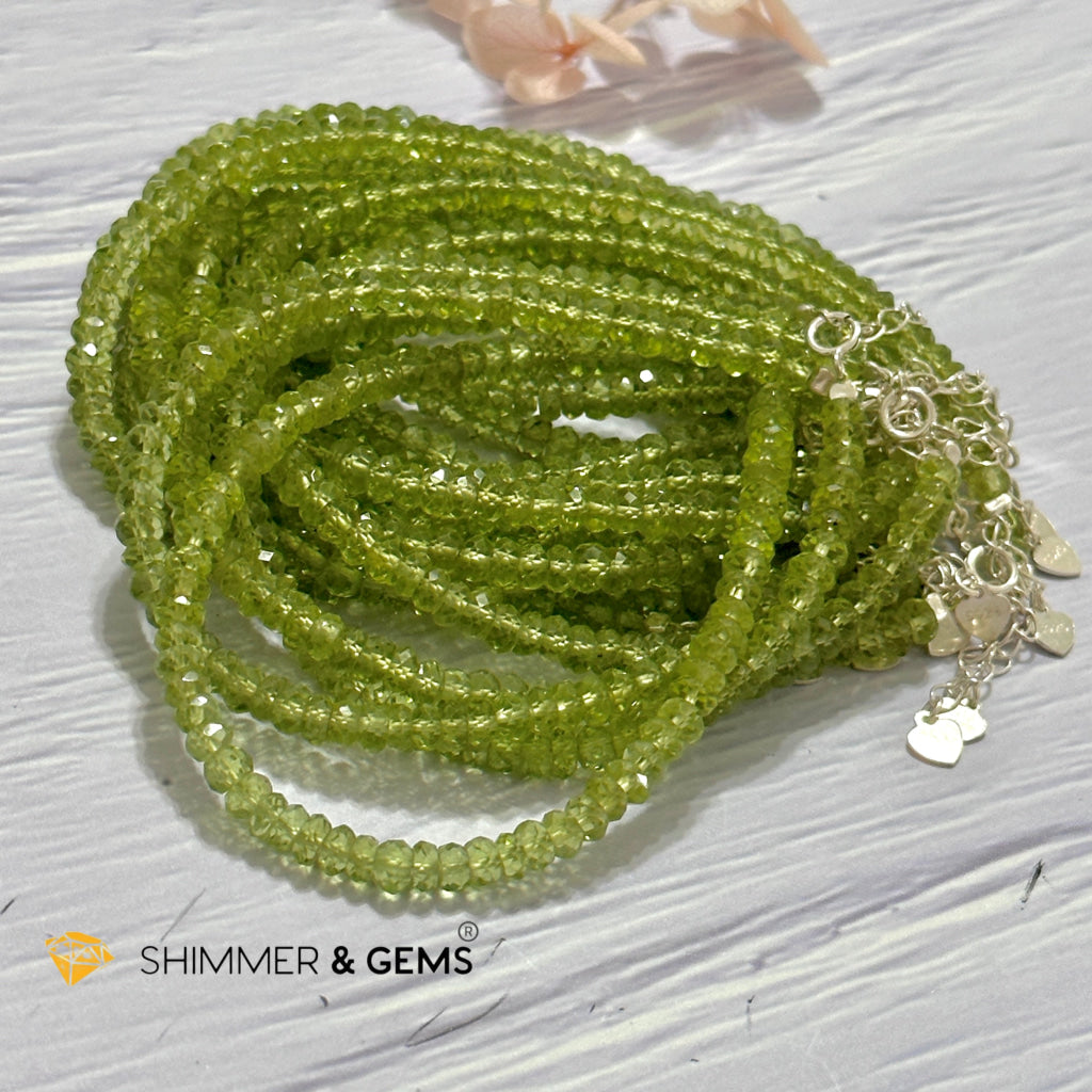 Peridot 925 Silver Bracelet (4-4.5mm Rondelle) Money Magnet