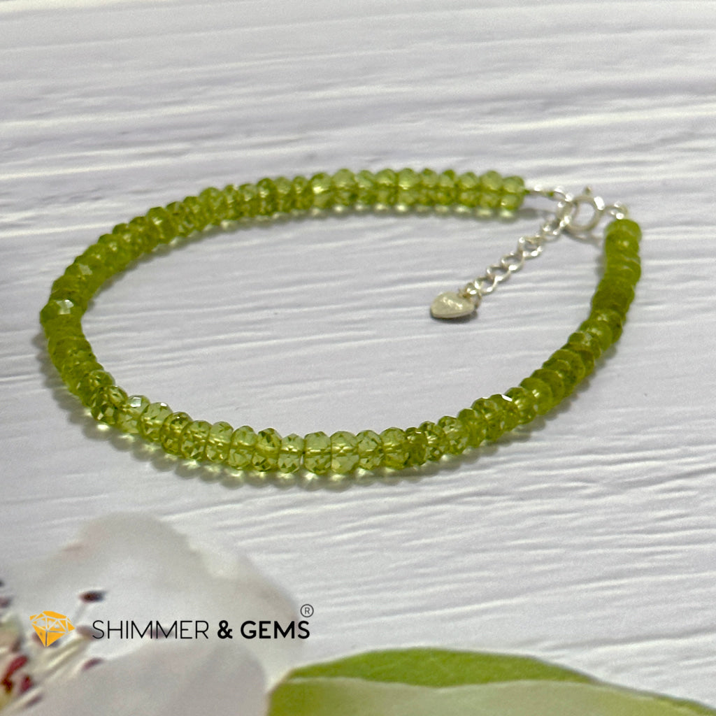 Peridot 925 Silver Bracelet (4-4.5mm Rondelle) Money Magnet