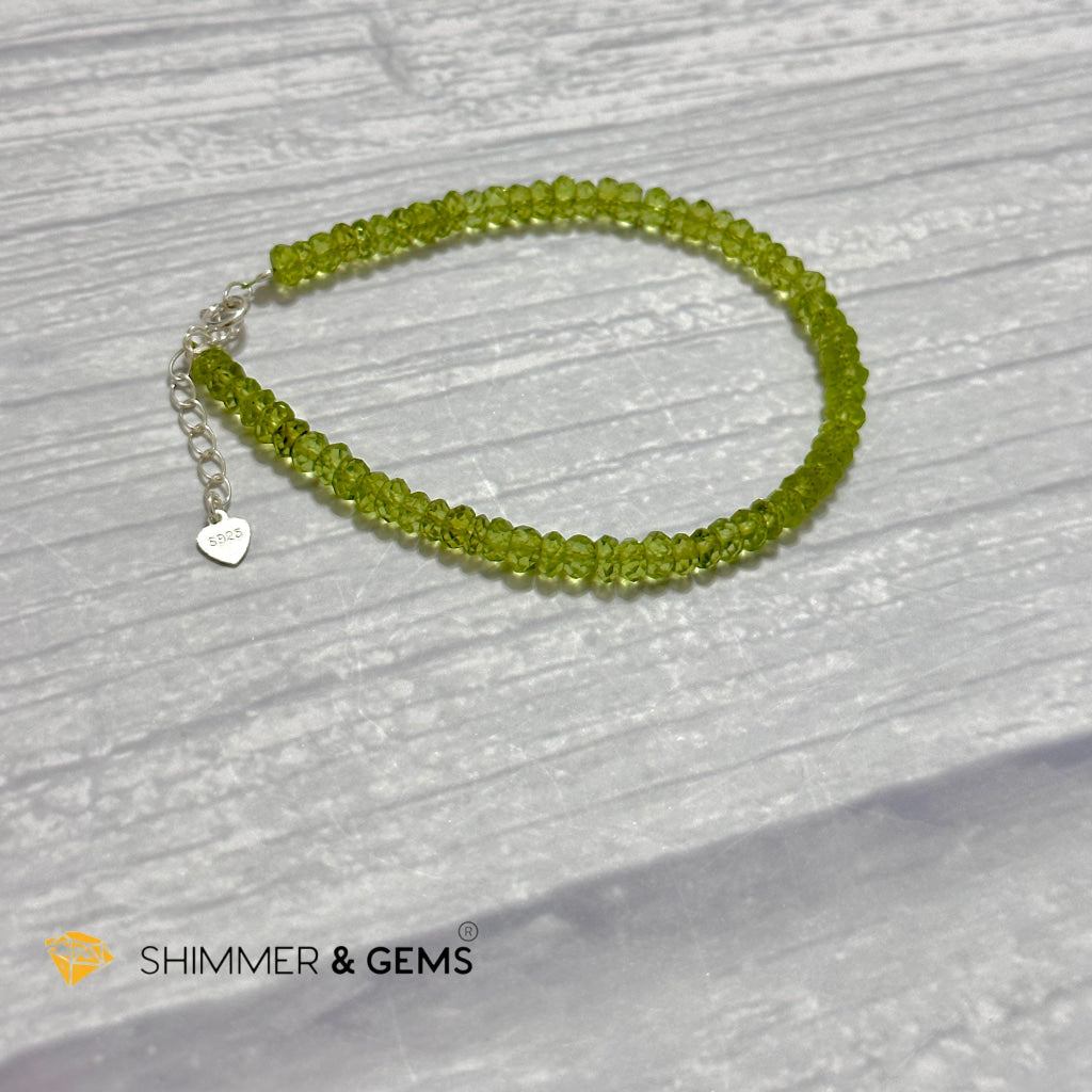 Peridot 925 Silver Bracelet (4-4.5mm Rondelle) Money Magnet