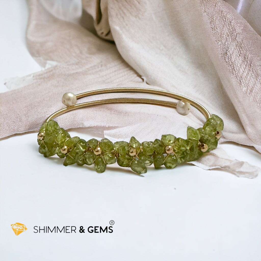 Peridot Bangle (Handmade Wirewrapped 14k gold filled)