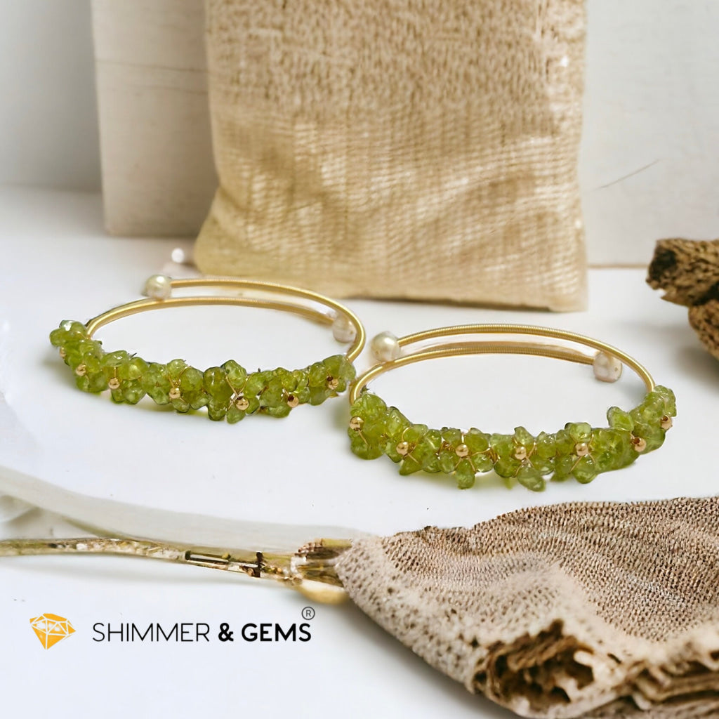 Peridot Bangle (Handmade Wirewrapped 14k gold filled)