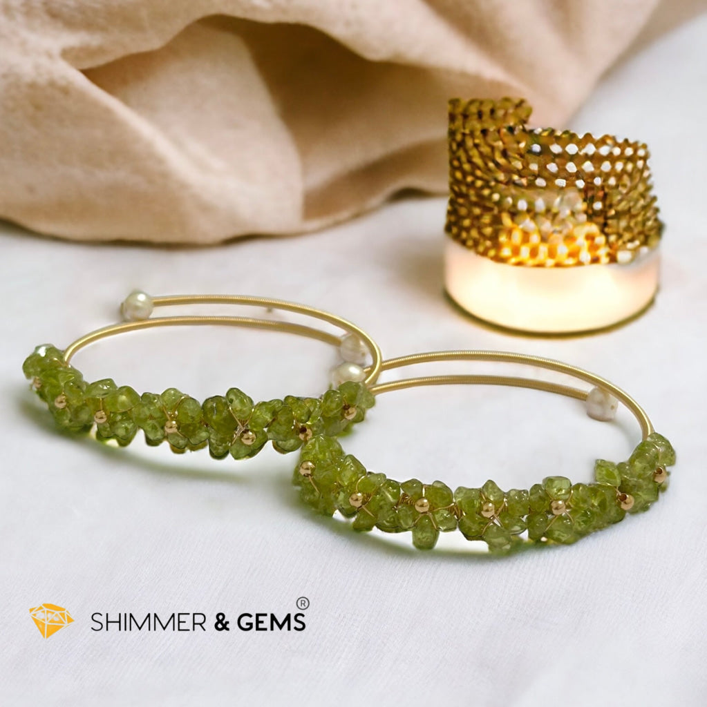Peridot Bangle (Handmade Wirewrapped 14k gold filled)