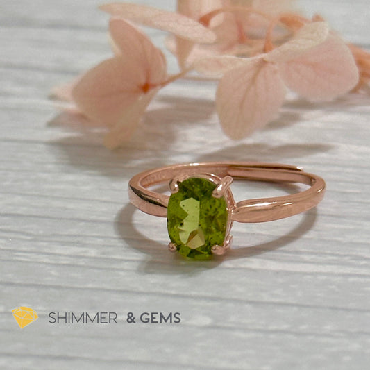 Peridot Rose Gold Oval 925 Silver Ring
