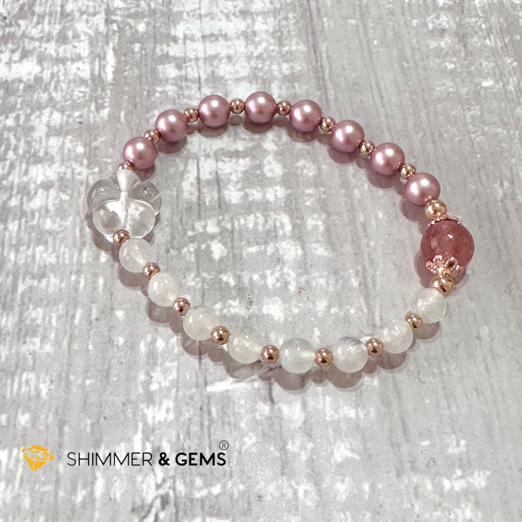 Pink Pearl Moonstone Luminous Bracelet (Higher Heart Activation)