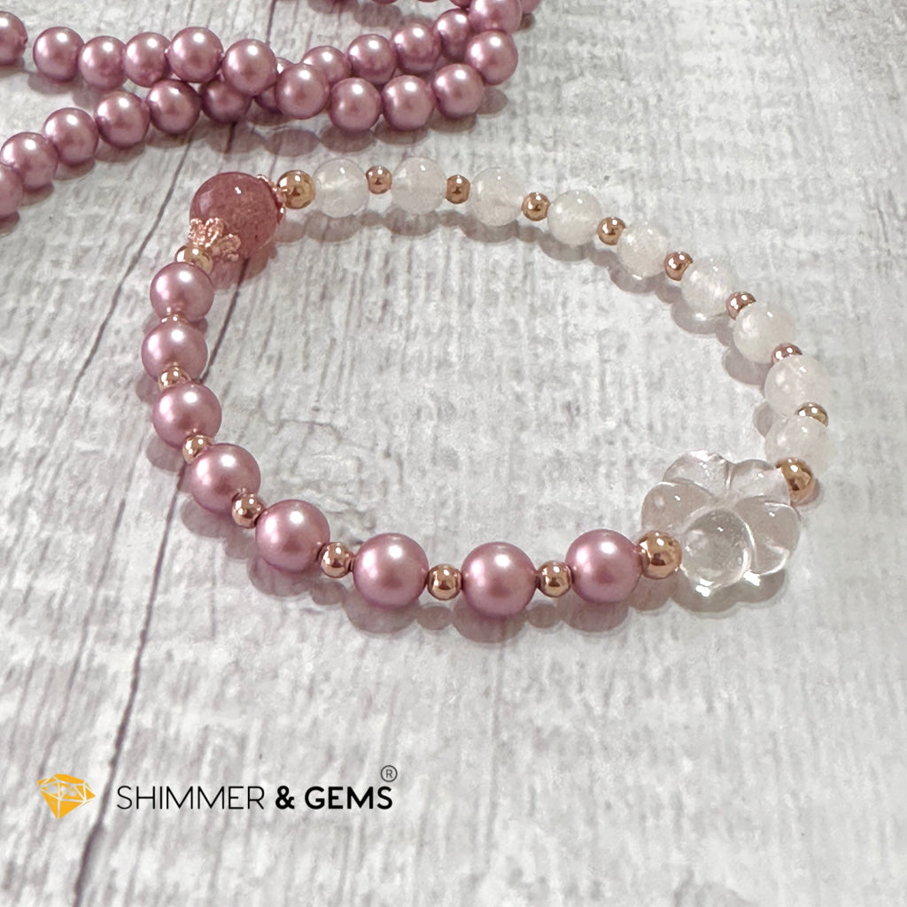 Pink Pearl Moonstone Luminous Bracelet (Higher Heart Activation)