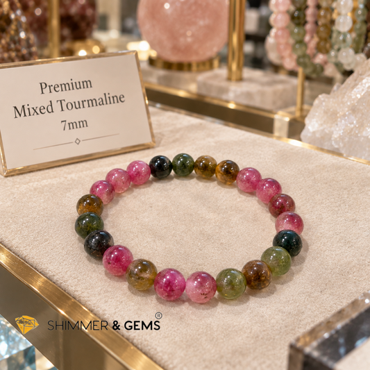 Premium Mixed Tourmaline 7mm Bracelet