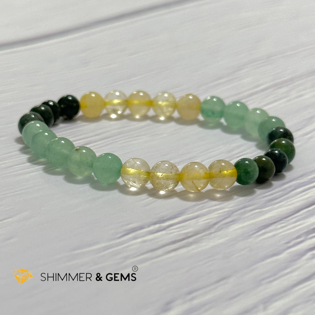 Prosperity Increase Remedy Bracelet (Moss Agate, Aventurine & Golden Rutilated 6mm)