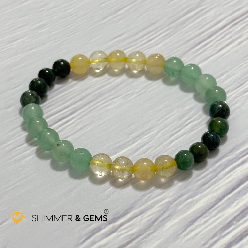 Prosperity Increase Remedy Bracelet (Moss Agate, Aventurine & Golden Rutilated 6mm)