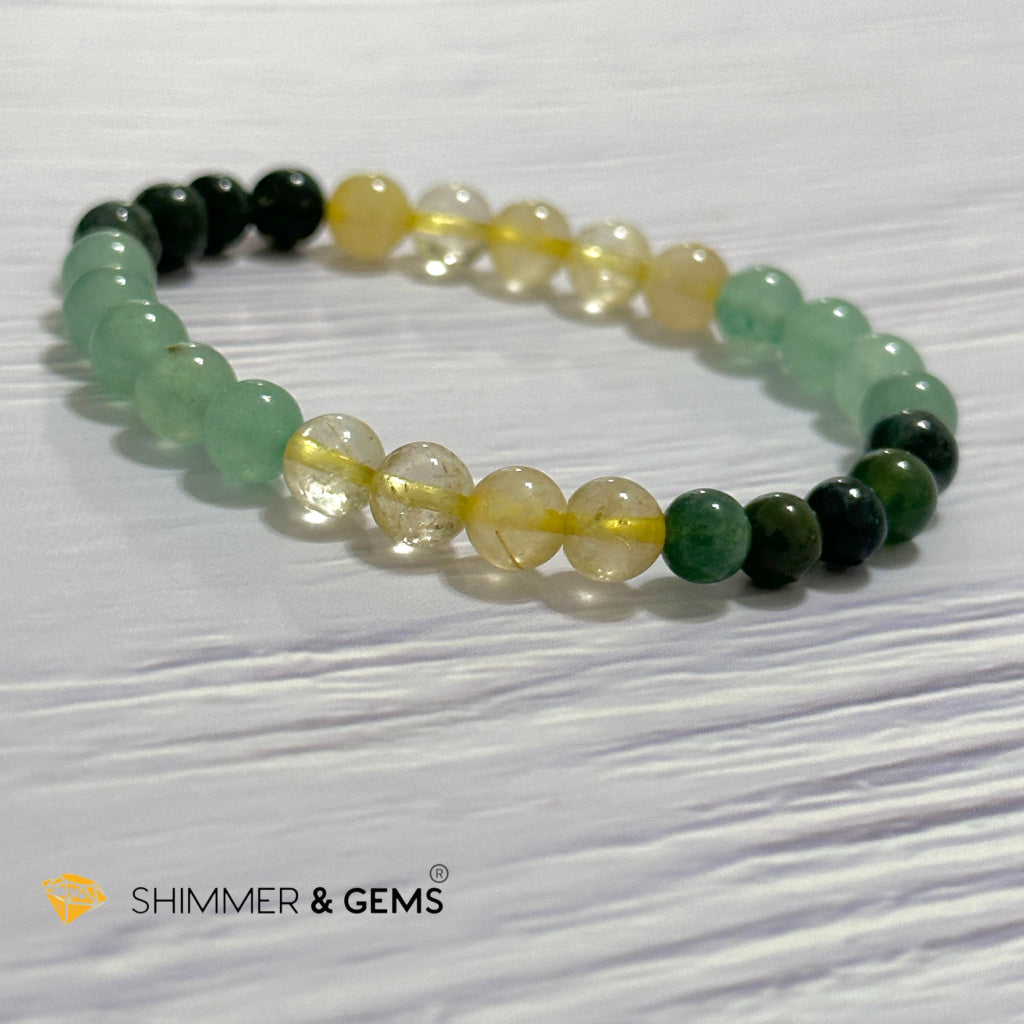 Prosperity Increase Remedy Bracelet (Moss Agate, Aventurine & Golden Rutilated 6mm)
