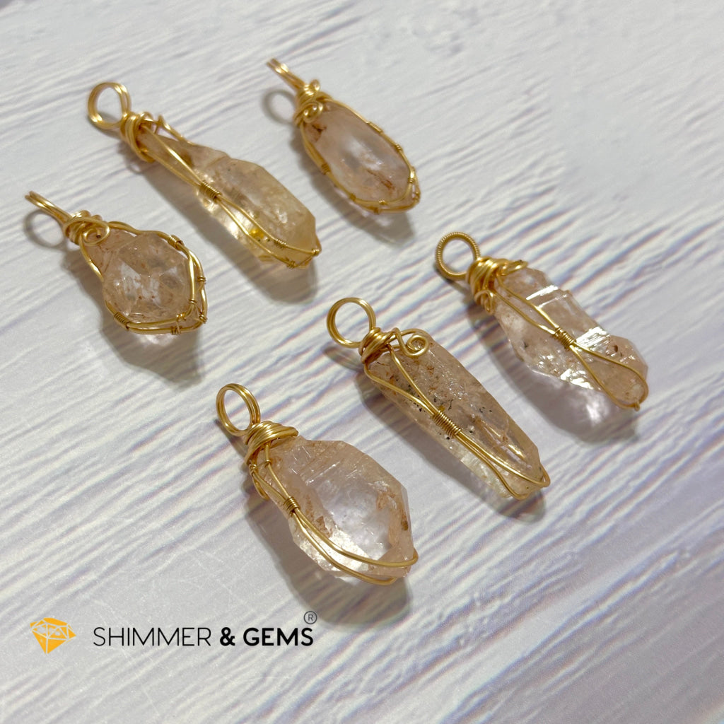 Red Hematite Elestial Quartz Wire-wrapped Pendant (Madagascar) 20-35mm