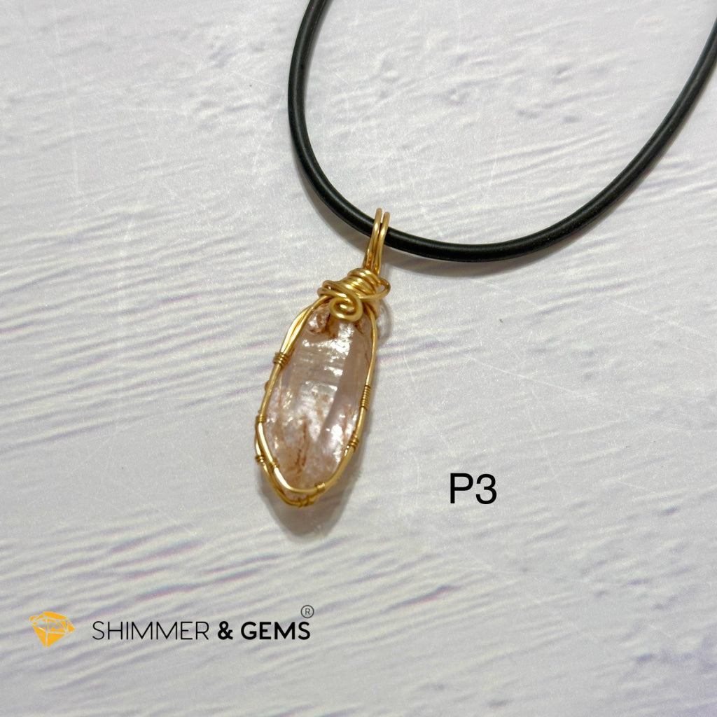 Red Hematite Elestial Quartz Wire-wrapped Pendant (Madagascar) 20-35mm