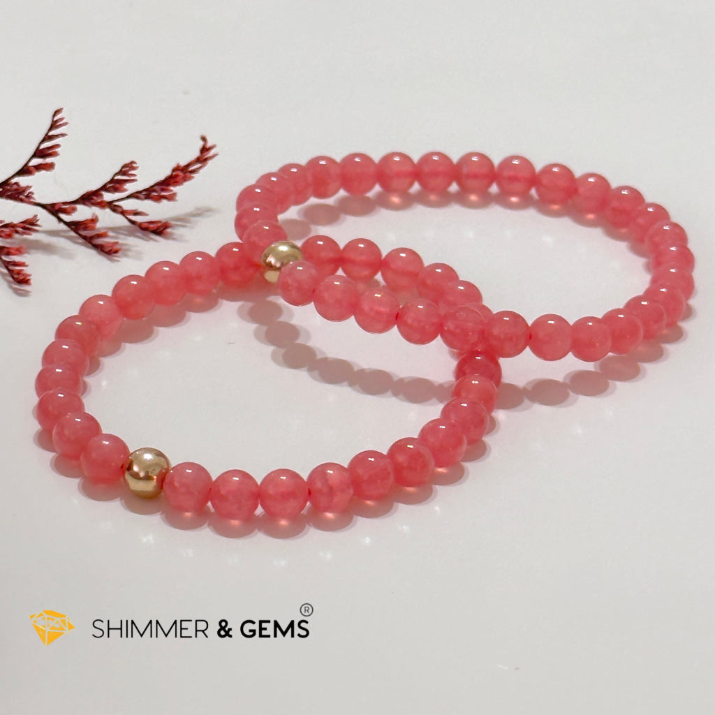 Rhodochrosite 6Mm Bracelet (High Grade Aaaa)