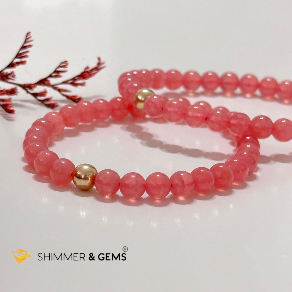 Rhodochrosite 6Mm Bracelet (High Grade Aaaa)