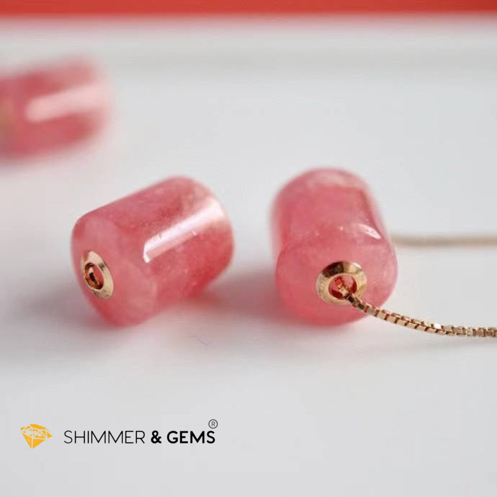 Rhodochrosite Barrel 18K Gold Pendant (12Mm) Charms & Pendants