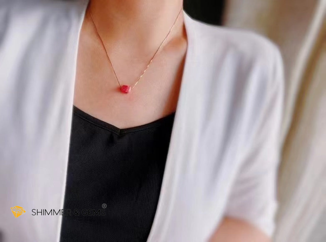 Rhodochrosite Barrel 18K Gold Pendant (12Mm) Charms & Pendants