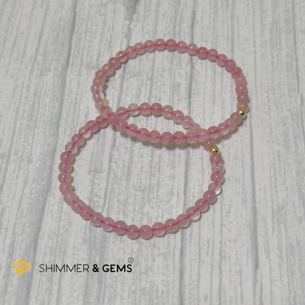 Rose Quartz 4mm Bracelet with 14k gold filled bead