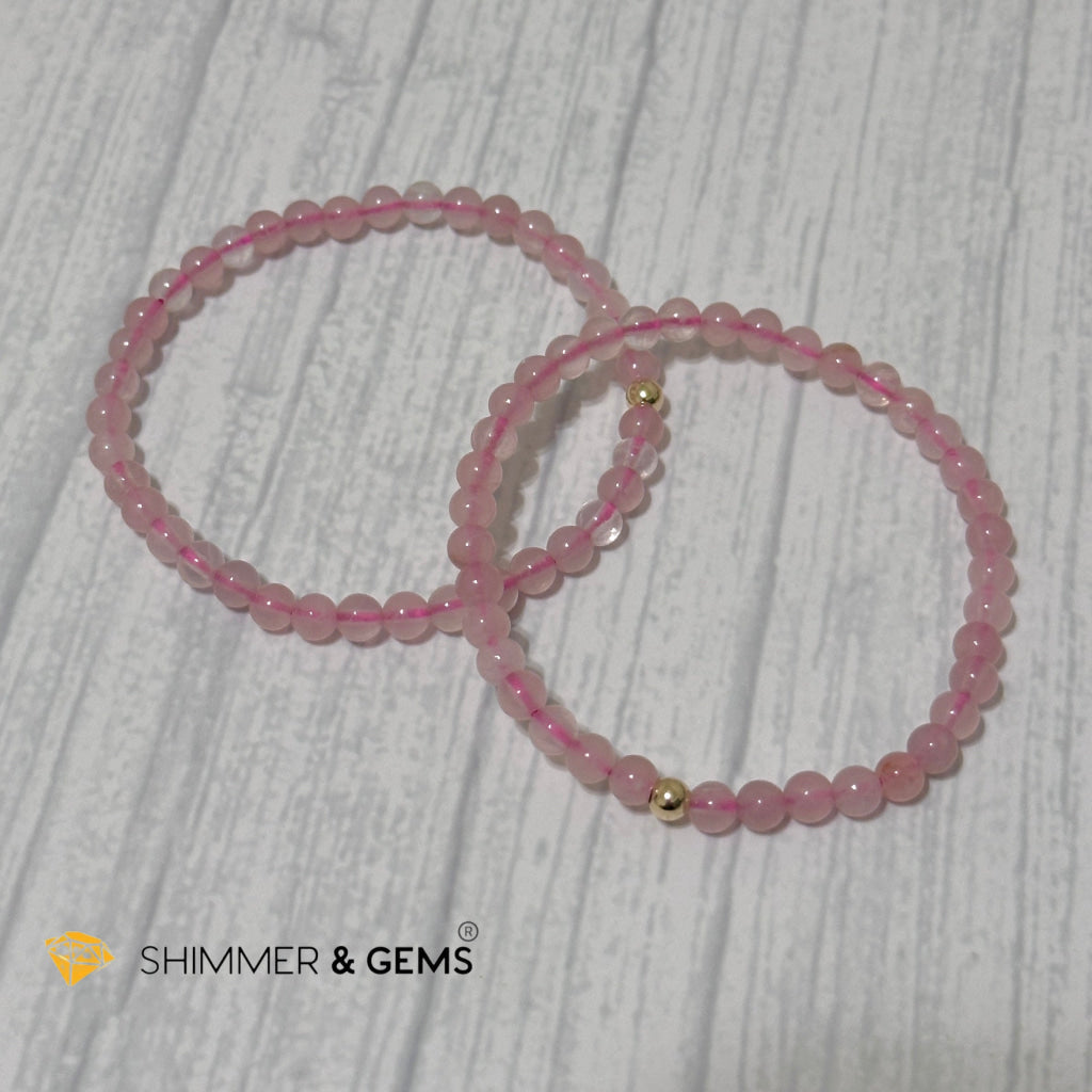 Rose Quartz 4mm Bracelet with 14k gold filled bead