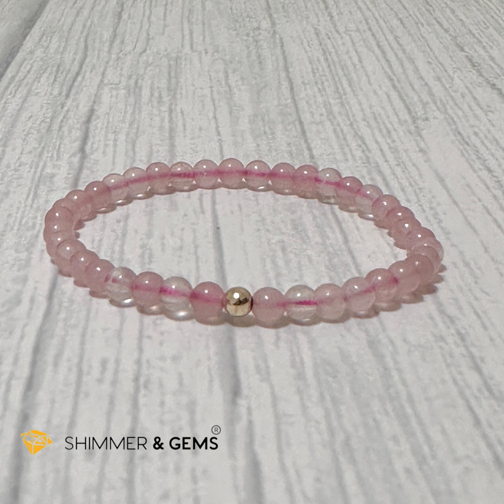 Rose Quartz 4mm Bracelet with 14k gold filled bead