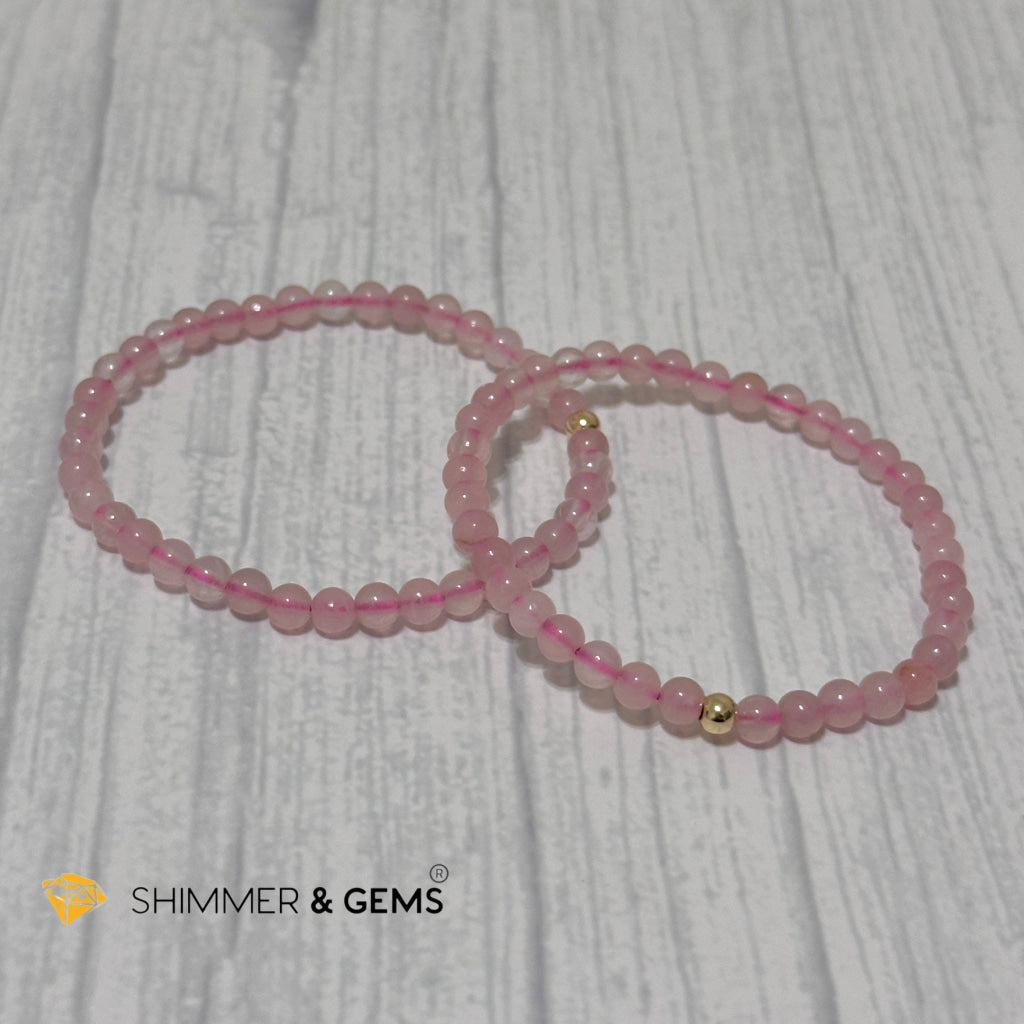 Rose Quartz 4mm Bracelet with 14k gold filled bead