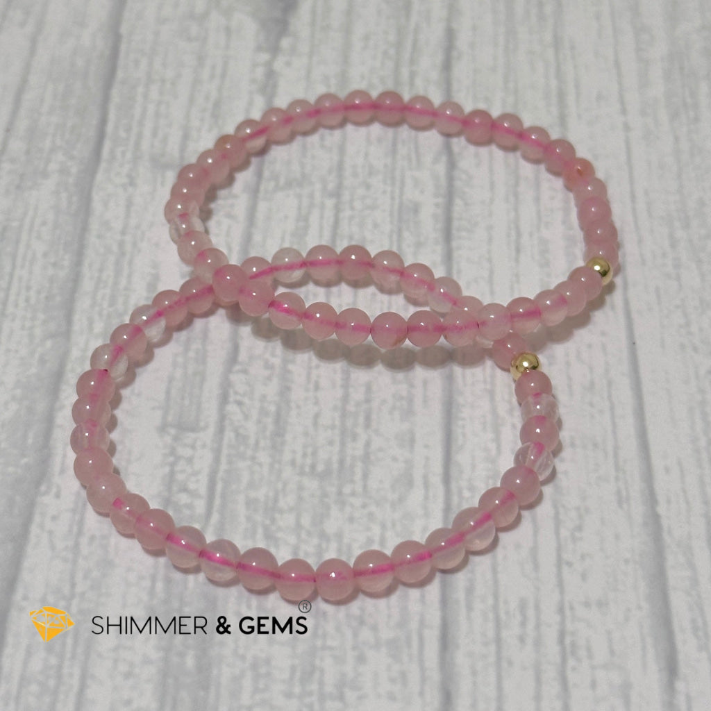 Rose Quartz 4mm Bracelet with 14k gold filled bead
