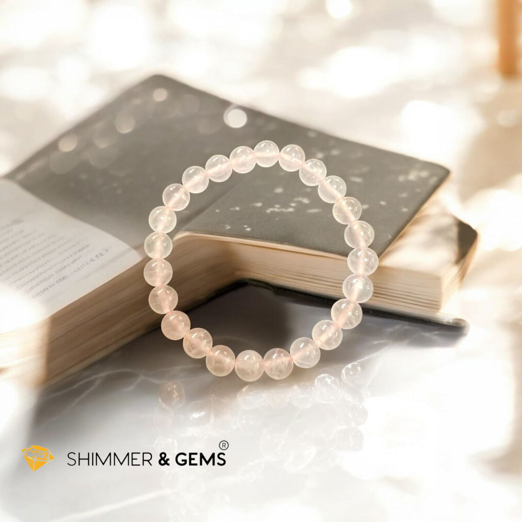 Rose Quartz Madagascar 8mm Bracelet with 14k gold filled bead